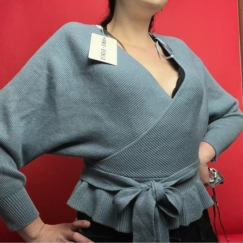 Blue ruffle crop sweater 💙💙​​​​​​​​​​​​​​​​​​​​​​​